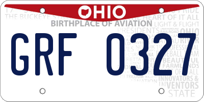 OH license plate GRF0327