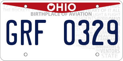 OH license plate GRF0329