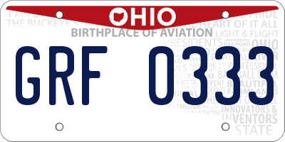 OH license plate GRF0333