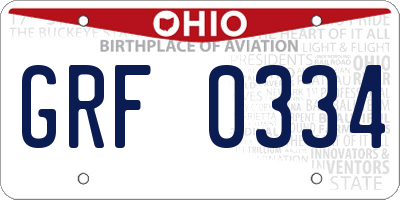 OH license plate GRF0334