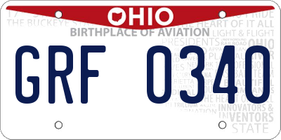 OH license plate GRF0340