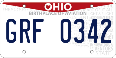 OH license plate GRF0342