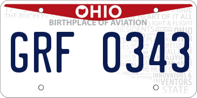 OH license plate GRF0343
