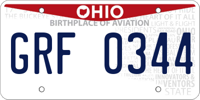 OH license plate GRF0344