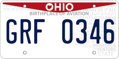 OH license plate GRF0346