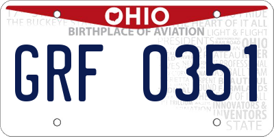 OH license plate GRF0351