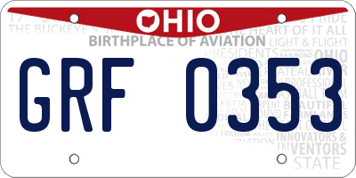 OH license plate GRF0353
