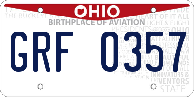 OH license plate GRF0357