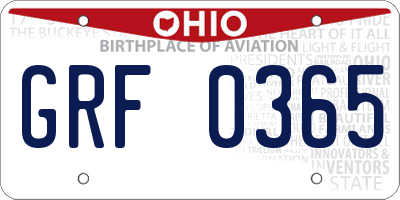 OH license plate GRF0365