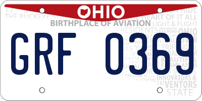 OH license plate GRF0369