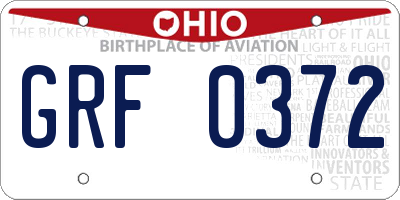 OH license plate GRF0372