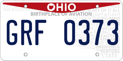 OH license plate GRF0373