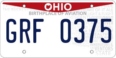 OH license plate GRF0375