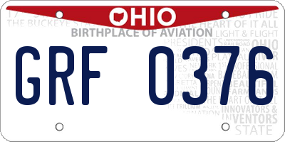 OH license plate GRF0376
