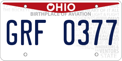 OH license plate GRF0377