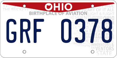OH license plate GRF0378