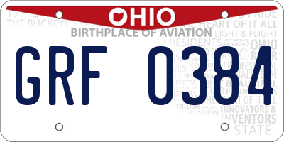 OH license plate GRF0384