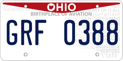 OH license plate GRF0388