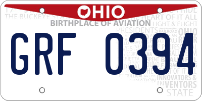 OH license plate GRF0394