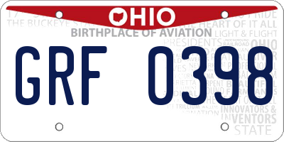 OH license plate GRF0398