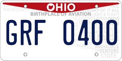OH license plate GRF0400