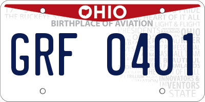 OH license plate GRF0401