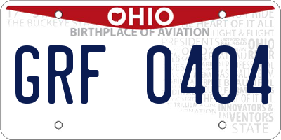 OH license plate GRF0404