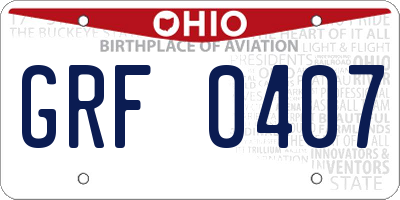 OH license plate GRF0407