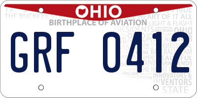 OH license plate GRF0412