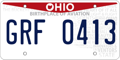 OH license plate GRF0413
