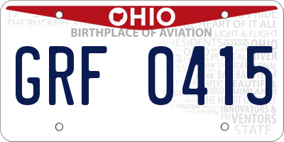 OH license plate GRF0415