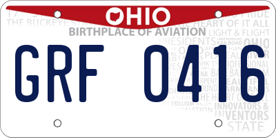 OH license plate GRF0416