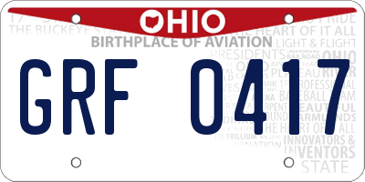 OH license plate GRF0417