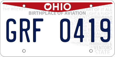 OH license plate GRF0419