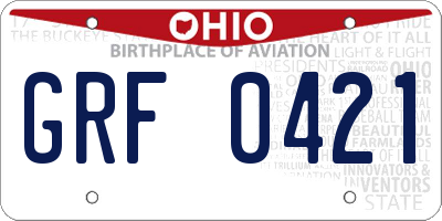 OH license plate GRF0421