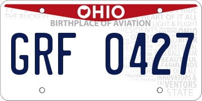 OH license plate GRF0427
