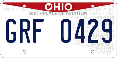 OH license plate GRF0429