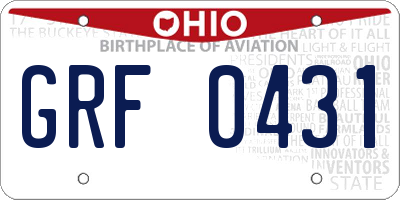OH license plate GRF0431