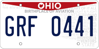 OH license plate GRF0441