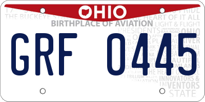 OH license plate GRF0445