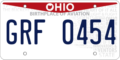 OH license plate GRF0454