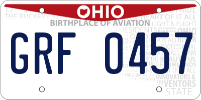 OH license plate GRF0457