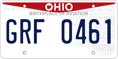OH license plate GRF0461