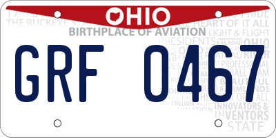 OH license plate GRF0467