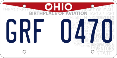 OH license plate GRF0470