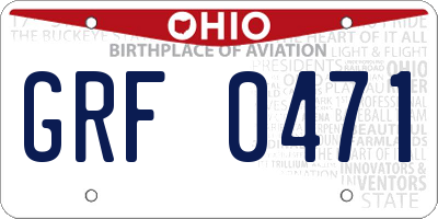 OH license plate GRF0471