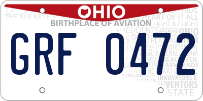 OH license plate GRF0472