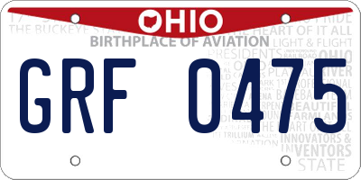 OH license plate GRF0475