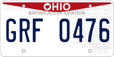 OH license plate GRF0476