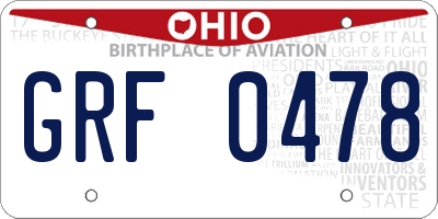 OH license plate GRF0478